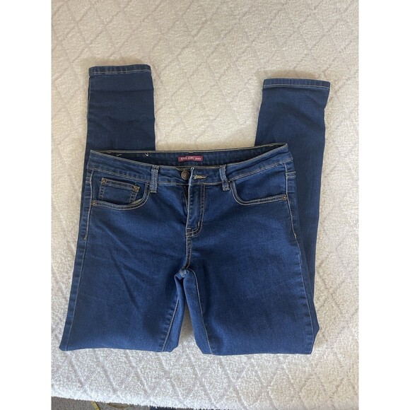 April Girl Jeans Skinny Stretchy 30w 28L. Dark Blue Jeggings - Picture 1 of 12